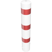 Barrier bollard | Steel tube  193 x 3.6 mm | stationary | for setting in concrete | hot-dip galvanized and white coatedwith three red reflecting stripes | total length: 1200 mm | with steel cap for bolting